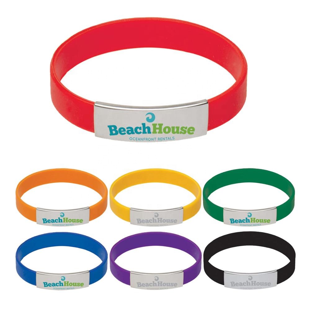 Displayed Image Silicone Wristband with Metal Clip