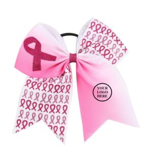 Breast Cancer Awareness Glitter Bow Tie with Elastic Band