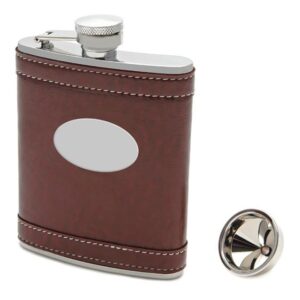 Stainless Steel Hip Flask with Leather Sleeve 8oz
