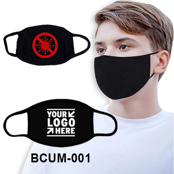 Displayed Image Black Cotton Reusable Face Mask